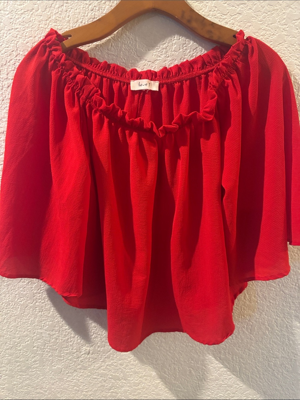 Love Red Off-Shoulder Ruffled Blouse